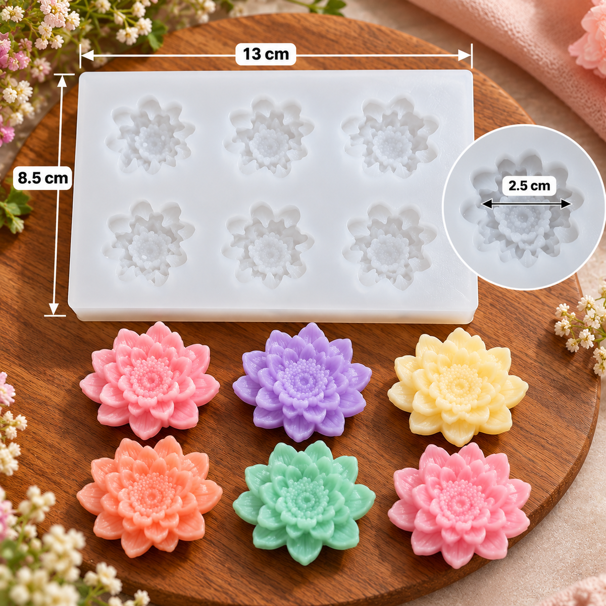 6 Cavity pond Lotus Flower Silicone Mold| WCM941[own]