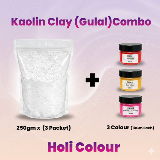 Kaolin Clay (Gulal) Combo  (250 GM X 3 packet With 3 Colour)  | CL008