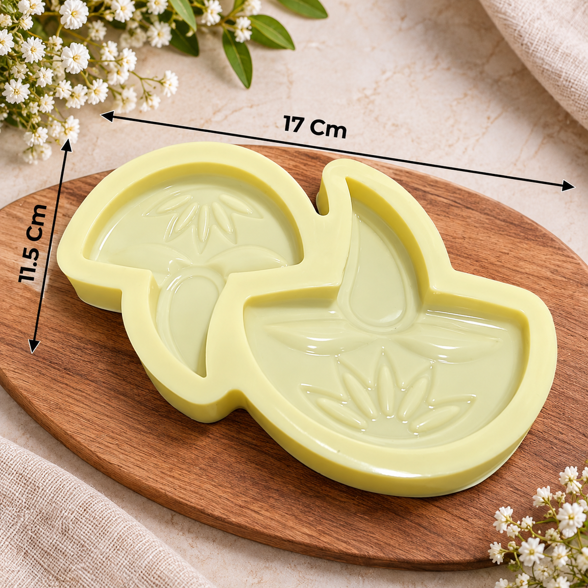 Double Diya Decorative Silicone Mold | MLD-SSM346