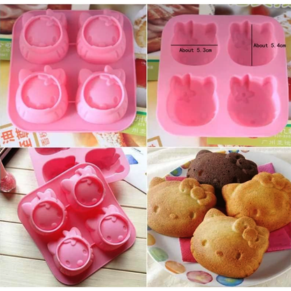 Cute Kitty Face Silicone Mold – 4 Cavity | SSM294