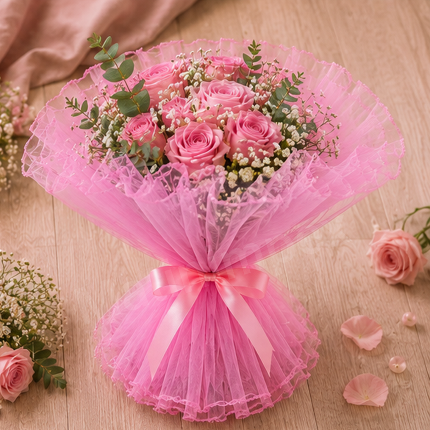 Premium Pearl Edge Bouquet Wrapping Net Fabric| BQN001