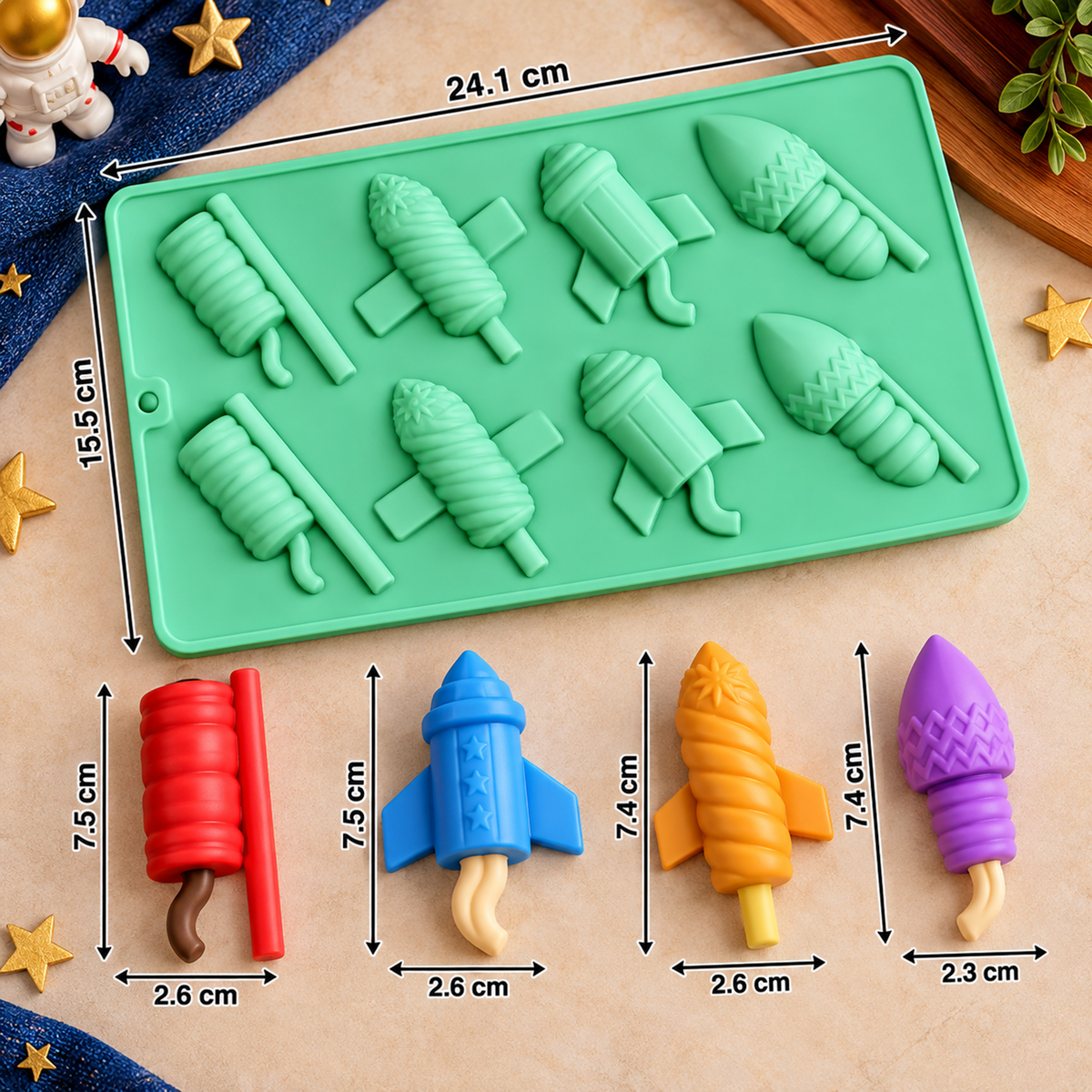 8-Cavity Rocket & Space Shuttle Silicone Mold | MLD-SSM344