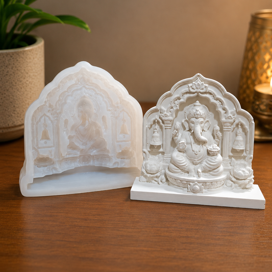Lord Ganesha Silicone Mold With Base for Resin & Concrete Decor | WCM873 (OWN)