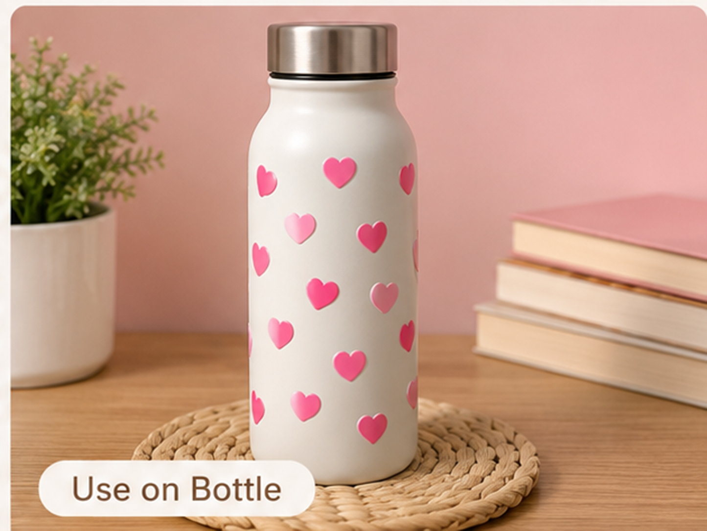 UV Transfer Sticker Sheet – Pink Heart Stickers for Craft & Gift Decoration | UV018