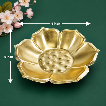 Gold Lotus Flower Metal Urli Bowl | WCT020