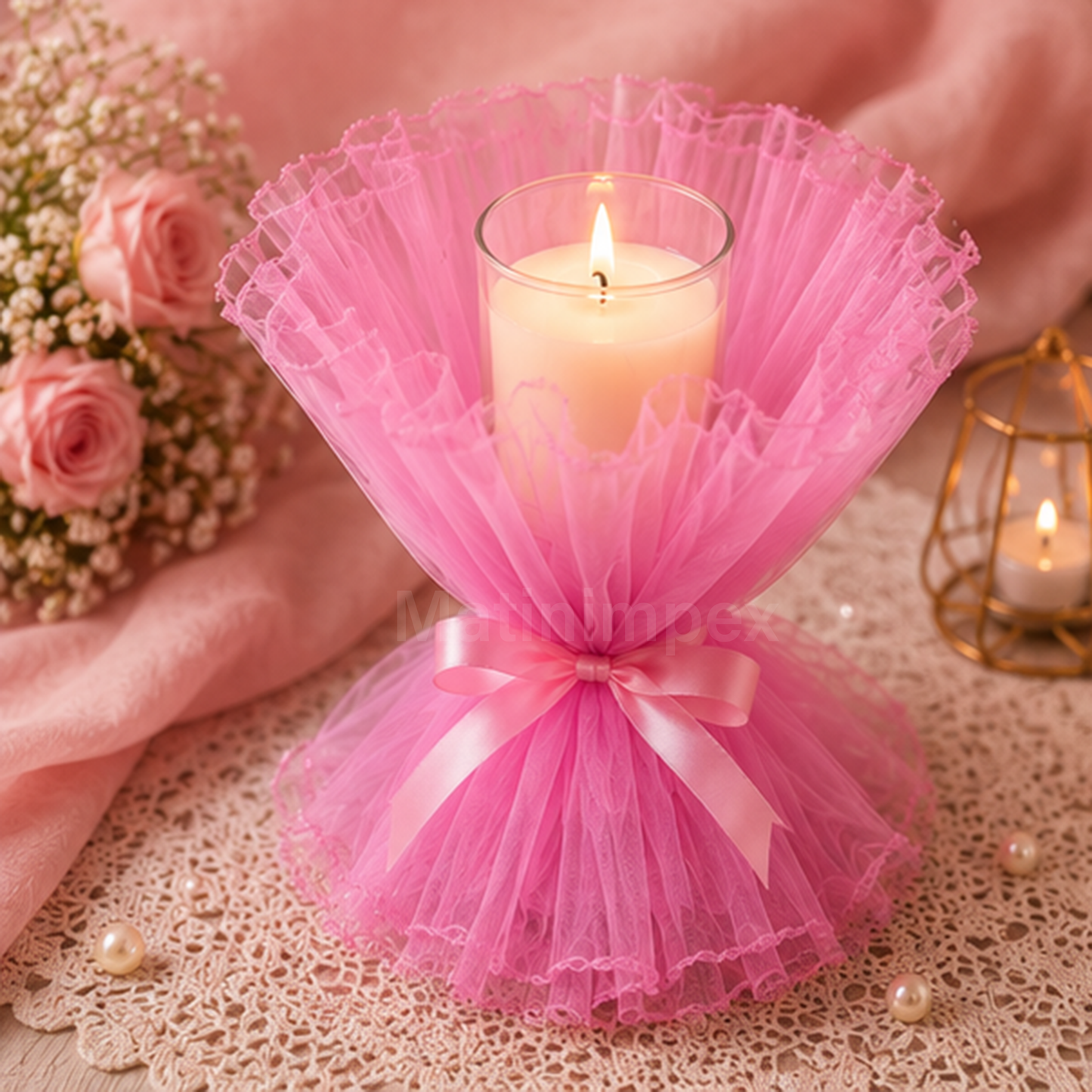 Premium Pearl Edge Bouquet Wrapping Net Fabric| BQN001