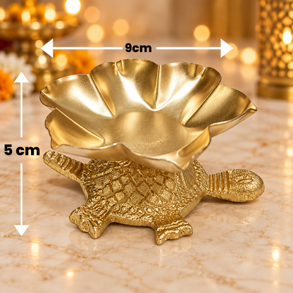 Golden Tortoise Lotus Urli Diya - Decorative Candle Holder | HOM-WCT035