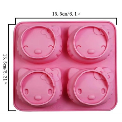 Cute Kitty Face Silicone Mold – 4 Cavity | SSM294