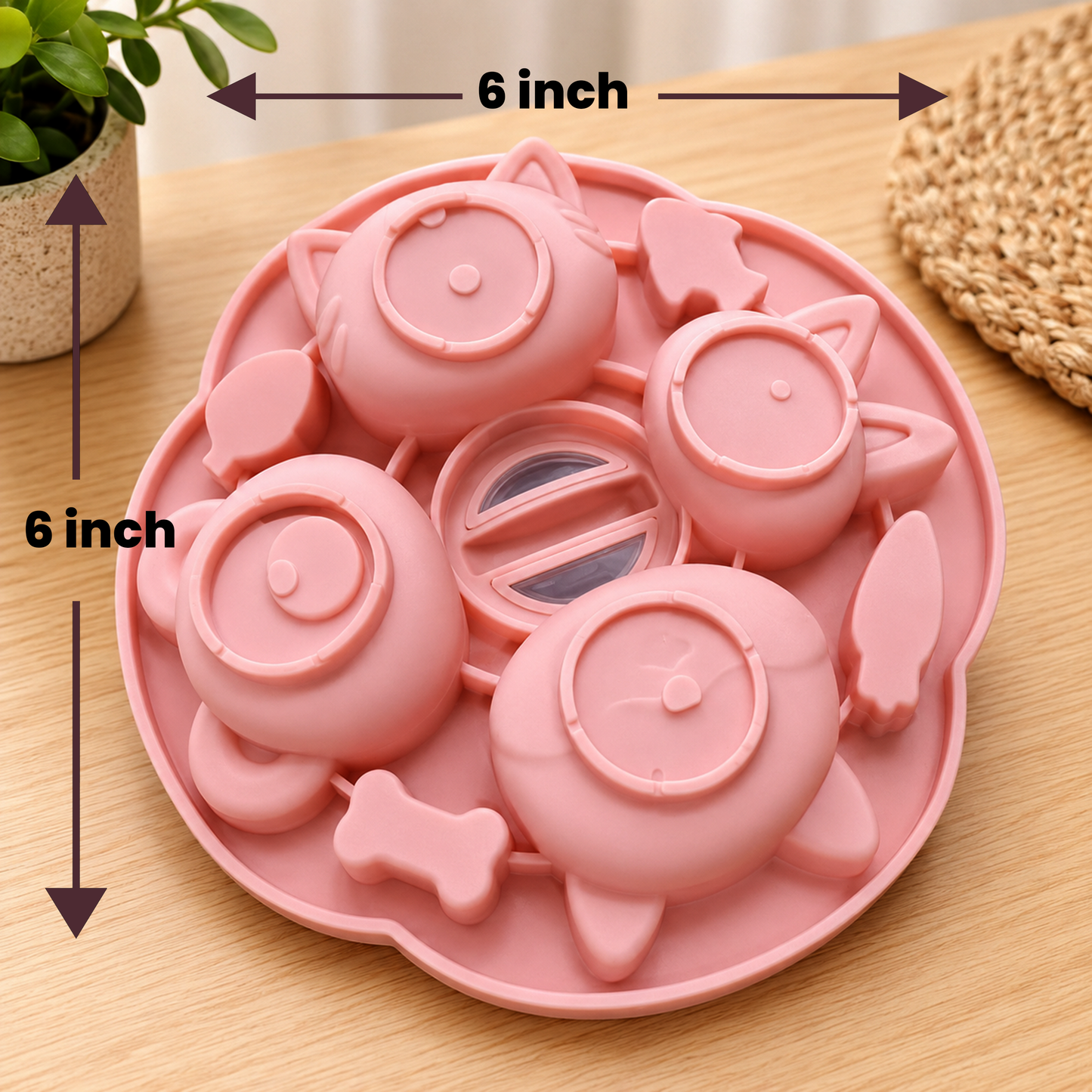 Cute Cartoon Animal Face Silicone Mold – 4 Cavity DIY Resin, Soap & Craft Mold | SSM293
