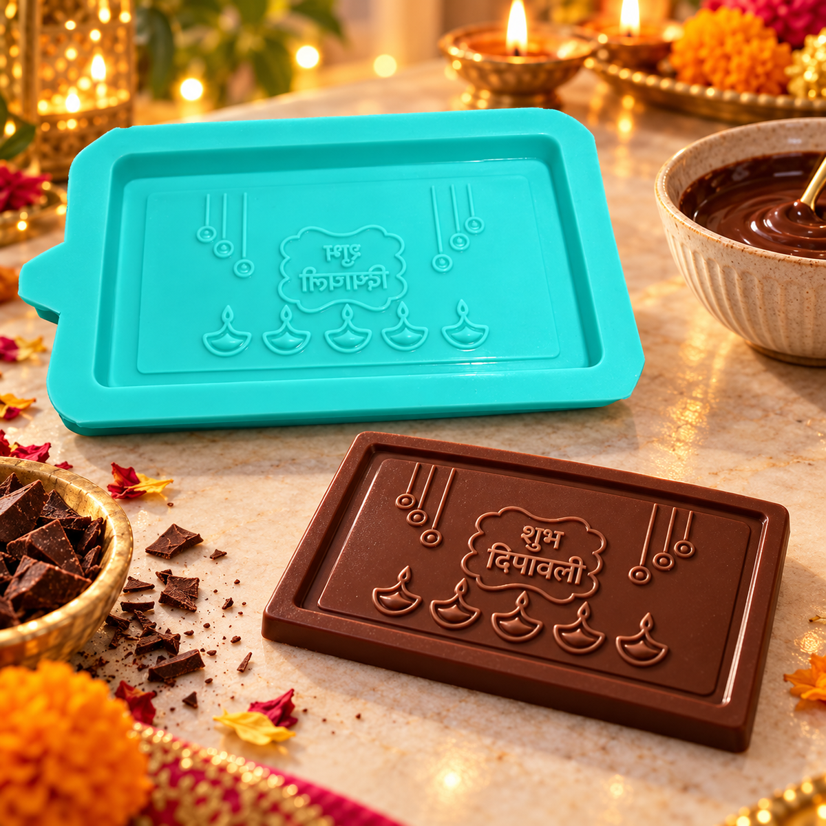 Shubh Dipavali Diya Chocolate Bar Silicone Mold | MLD- CFM500