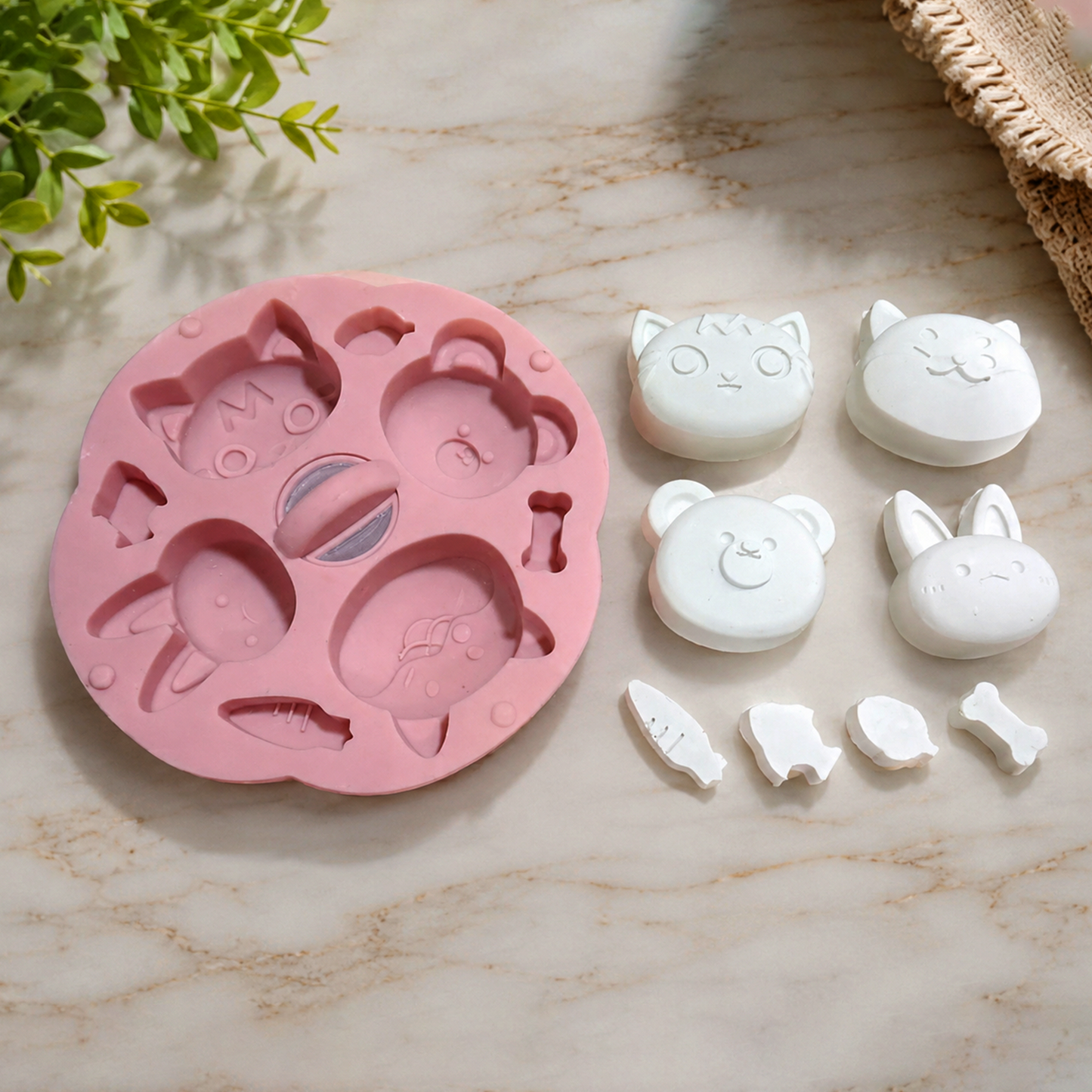 Cute Cartoon Animal Face Silicone Mold – 4 Cavity DIY Resin, Soap & Craft Mold | SSM293