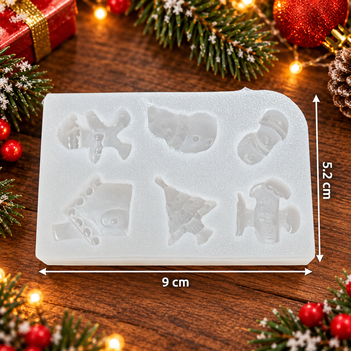 6 Cavity Christmas Theme Silicone Mold | MLD-CFM494[own]