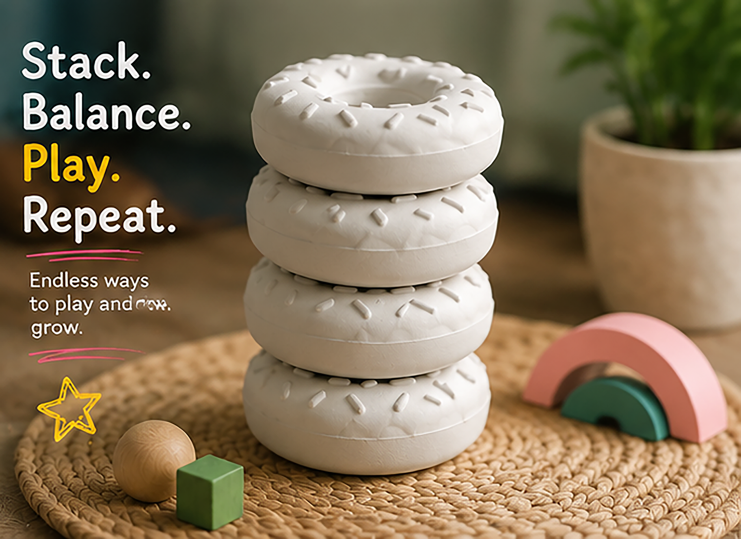 Concrete Donut DIY Craft Piece set of 4| RCP001