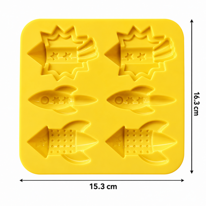 6-Cavity Space Rocket Silicone Mold – Rocket & Comet Design | MLD-SSM343