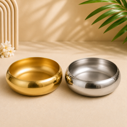 Plain Golden Metal Urli Bowl – Decorative Floating Candle & Flower Urli (Gold & Silver) | WCT016