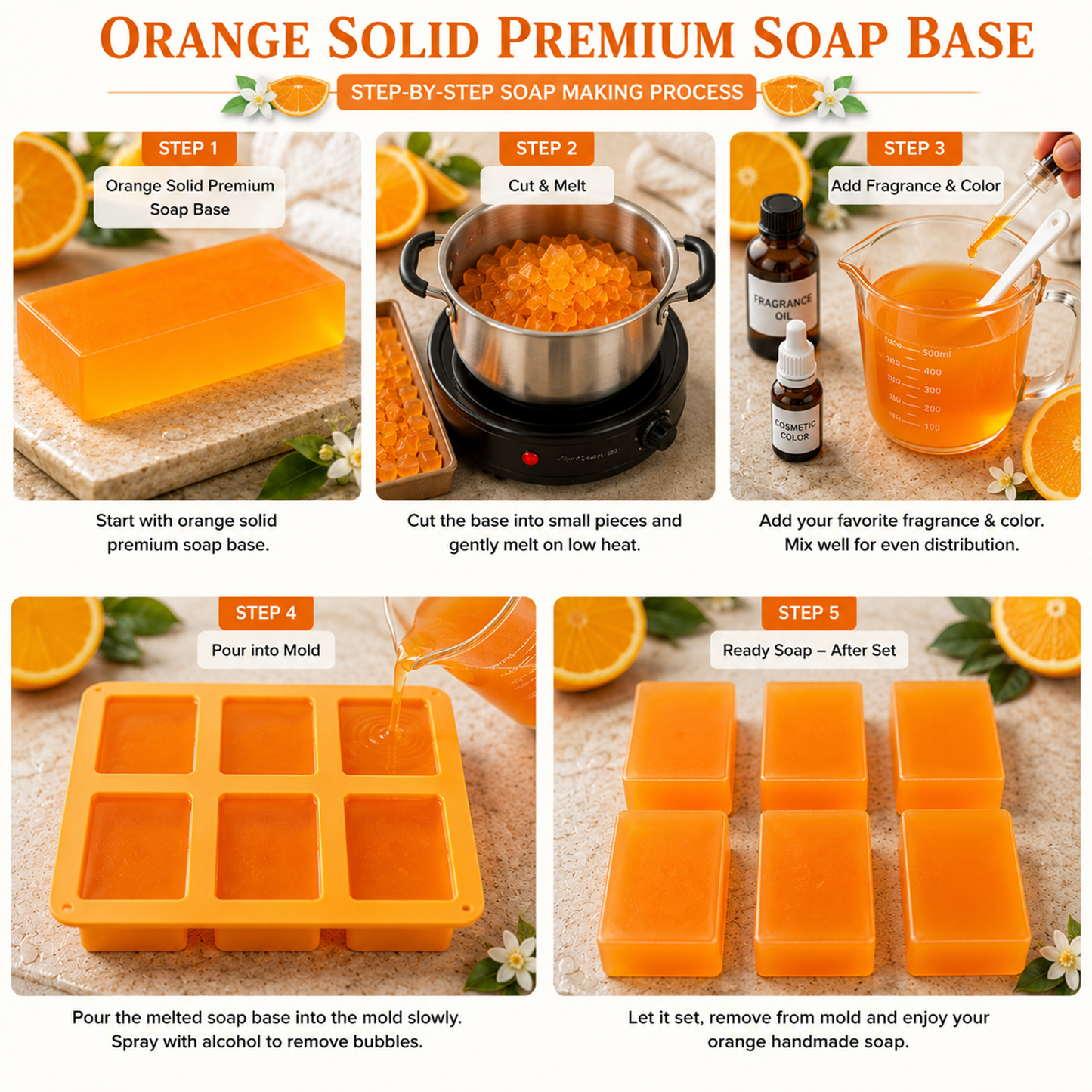 Orange Solid Premium Soap Base SPB021