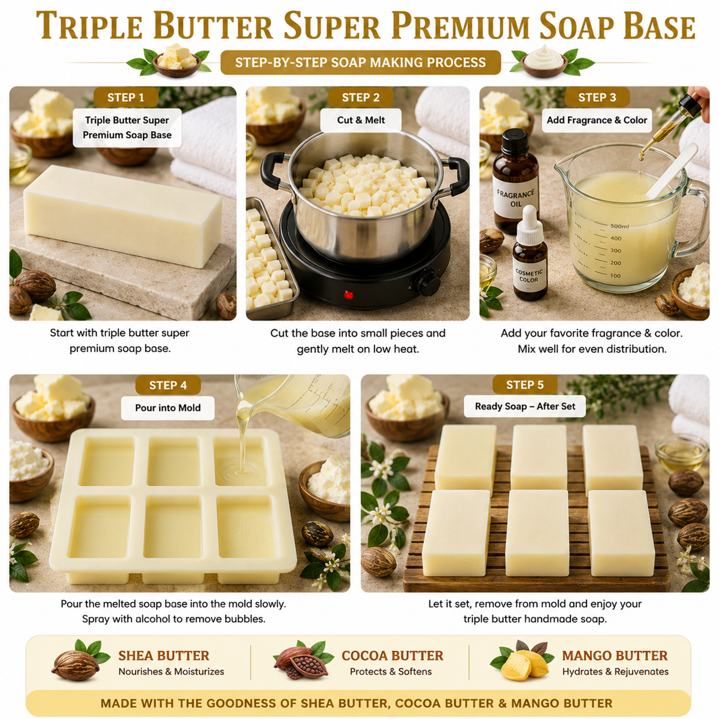 Triple Butter Super Premium Range Soap Base SPB025