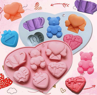 Heart Shape Love & Teddy Bear Silicone Mold Set | MLD-SSM354
