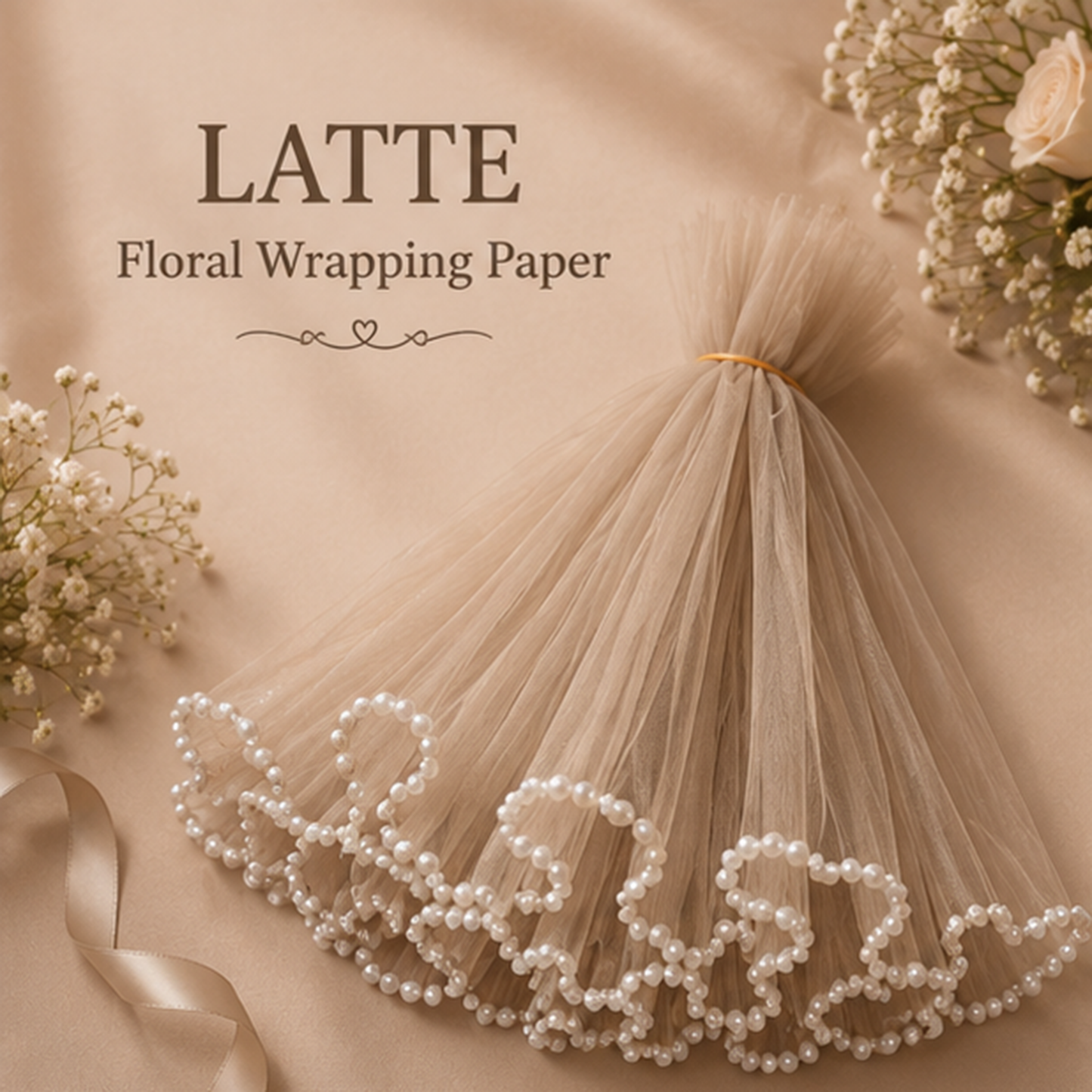 Premium Pearl Edge Bouquet Wrapping Net Fabric| BQN001