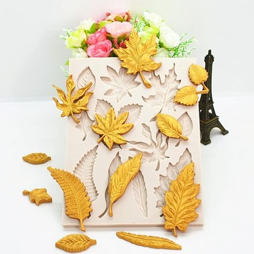 12 Cavity Autumn Leaves Detail Silicone Mould CFM381 for candle making, soap crafting and resin art