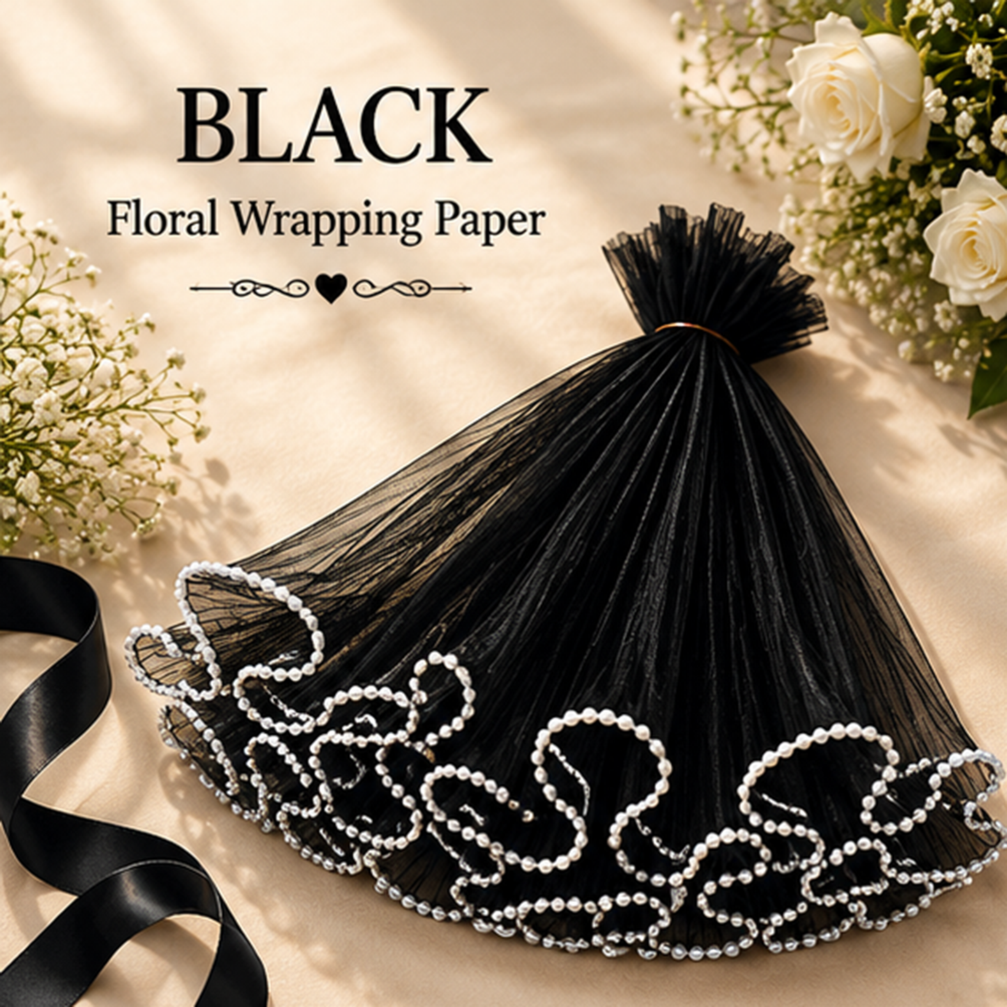 Premium Pearl Edge Bouquet Wrapping Net Fabric| BQN001