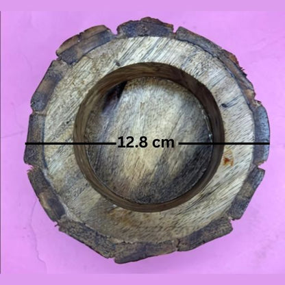 Wooden Round Crackle Bowl,4.5 inch outer, 2.8 inch inner dia depth 1 inch, WC003