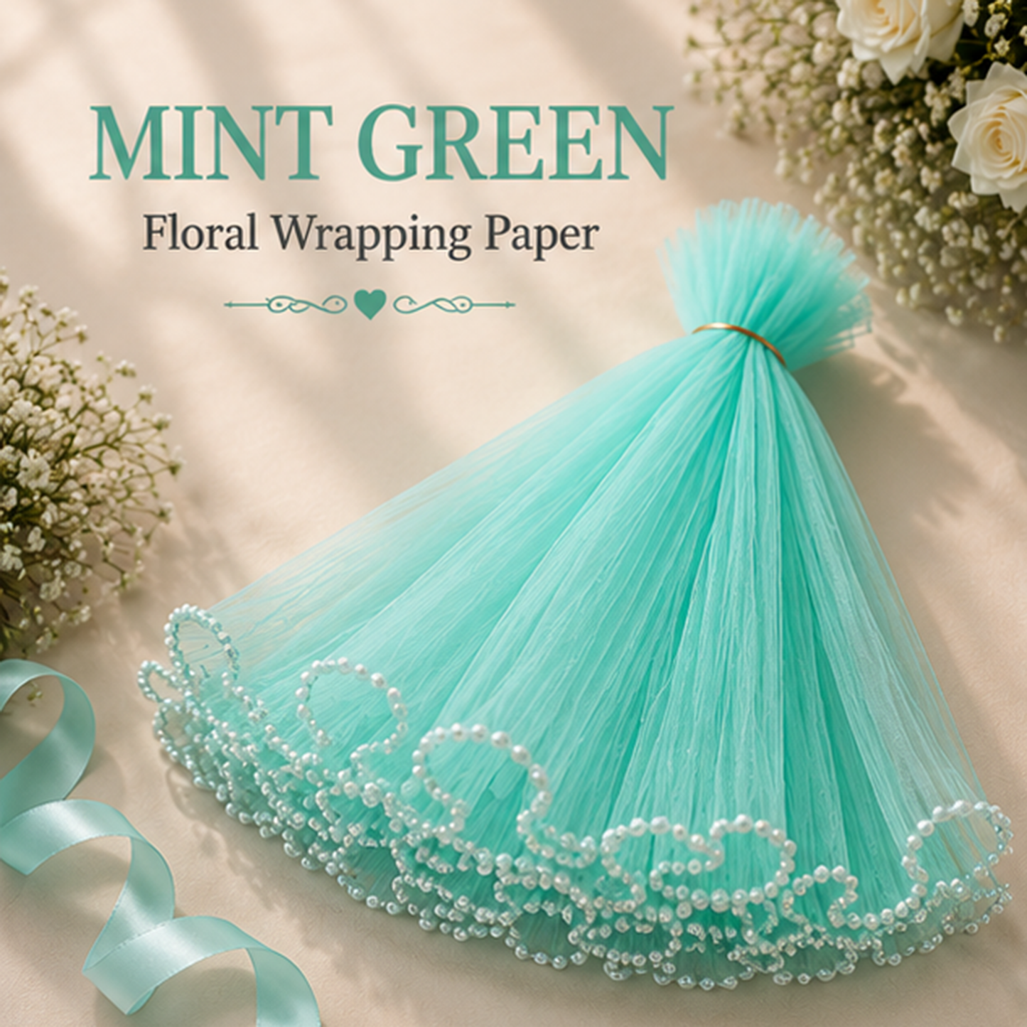 Premium Pearl Edge Bouquet Wrapping Net Fabric| BQN001