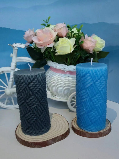 Woven pillar candle WCM466