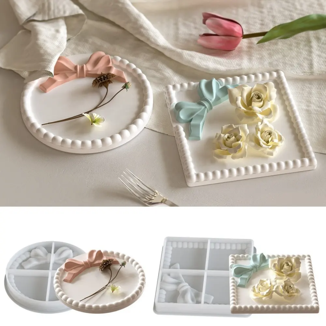 Bow Bead-Rim Deco Tray ARM463(own) | ARM464 (own)