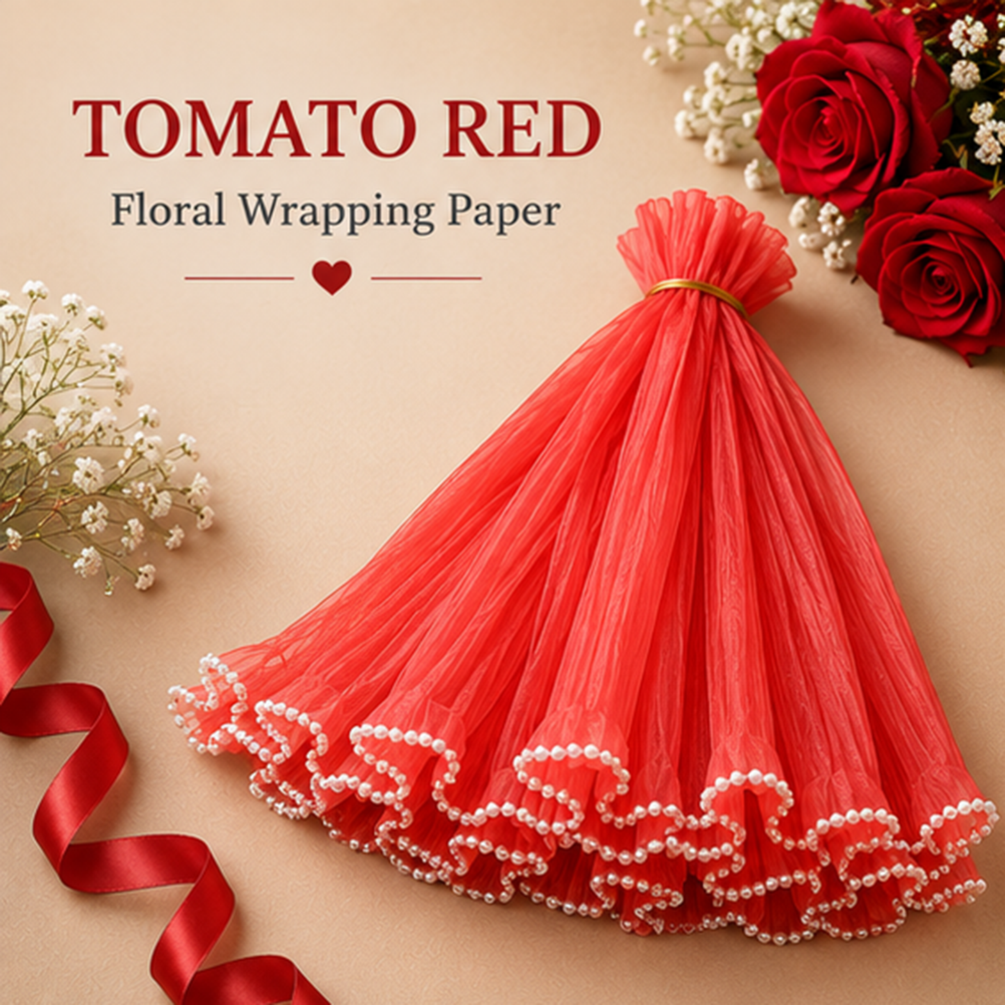 Premium Pearl Edge Bouquet Wrapping Net Fabric| BQN001