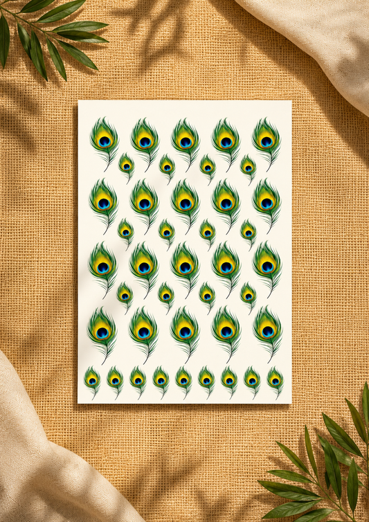 Premium Peacock Feather UV Transfer Stickers | UV001