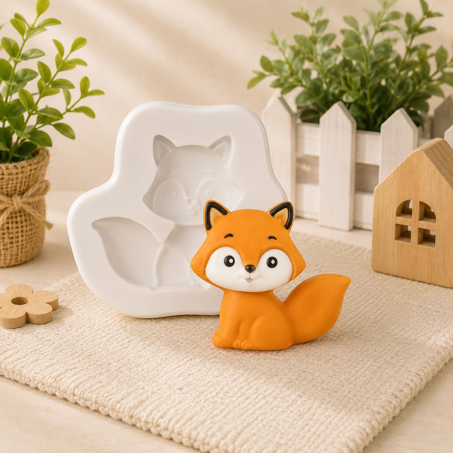 Cute Fox Silicone Mold for Candle, Soap, Resin & DIY Crafts | WCM864