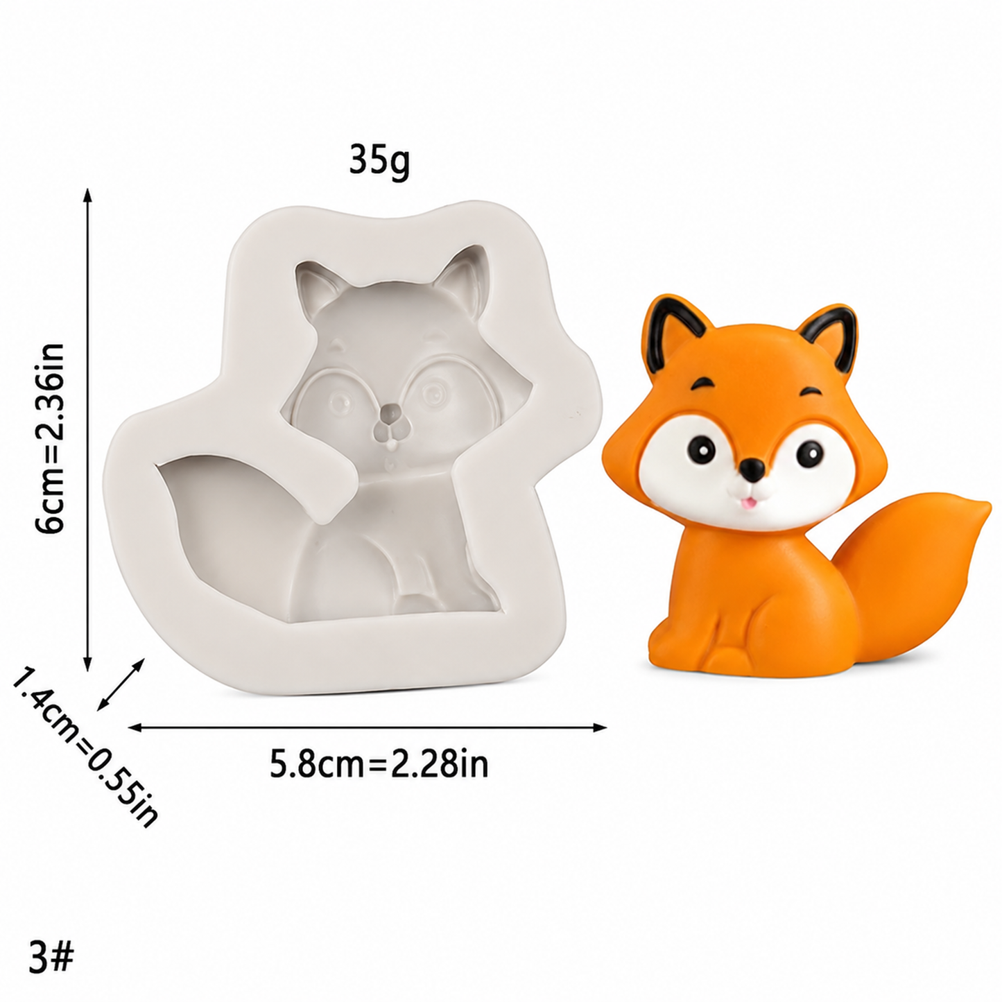 Cute Fox Silicone Mold for Candle, Soap, Resin & DIY Crafts | WCM864