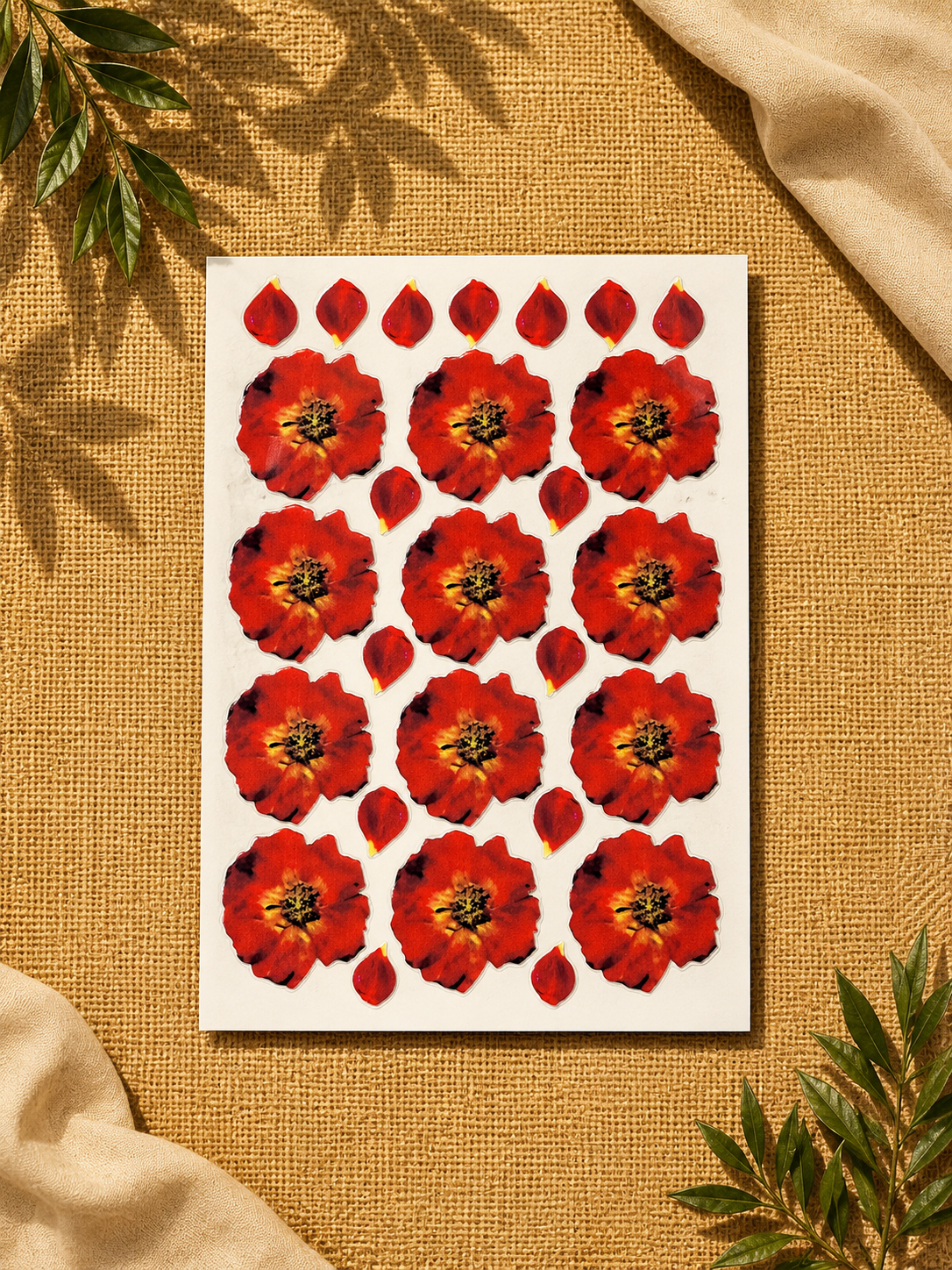Premium Red Poppy Floral UV Transfer Stickers|UV004