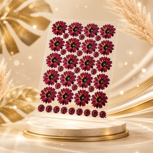 Premium Maroon Zinnia UV Transfer Stickers | UV006