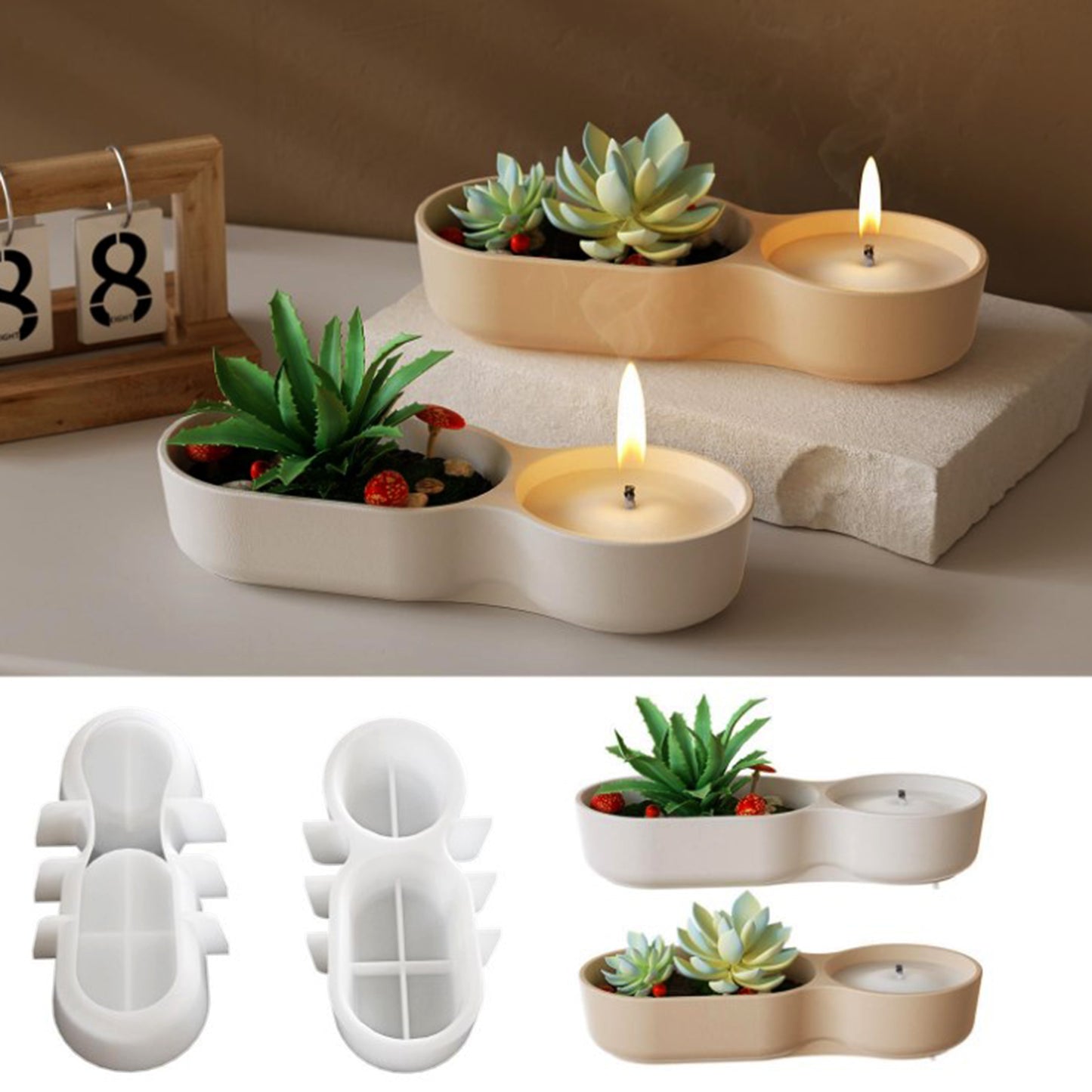 2-in-1 Succulent Planter Candle Mold