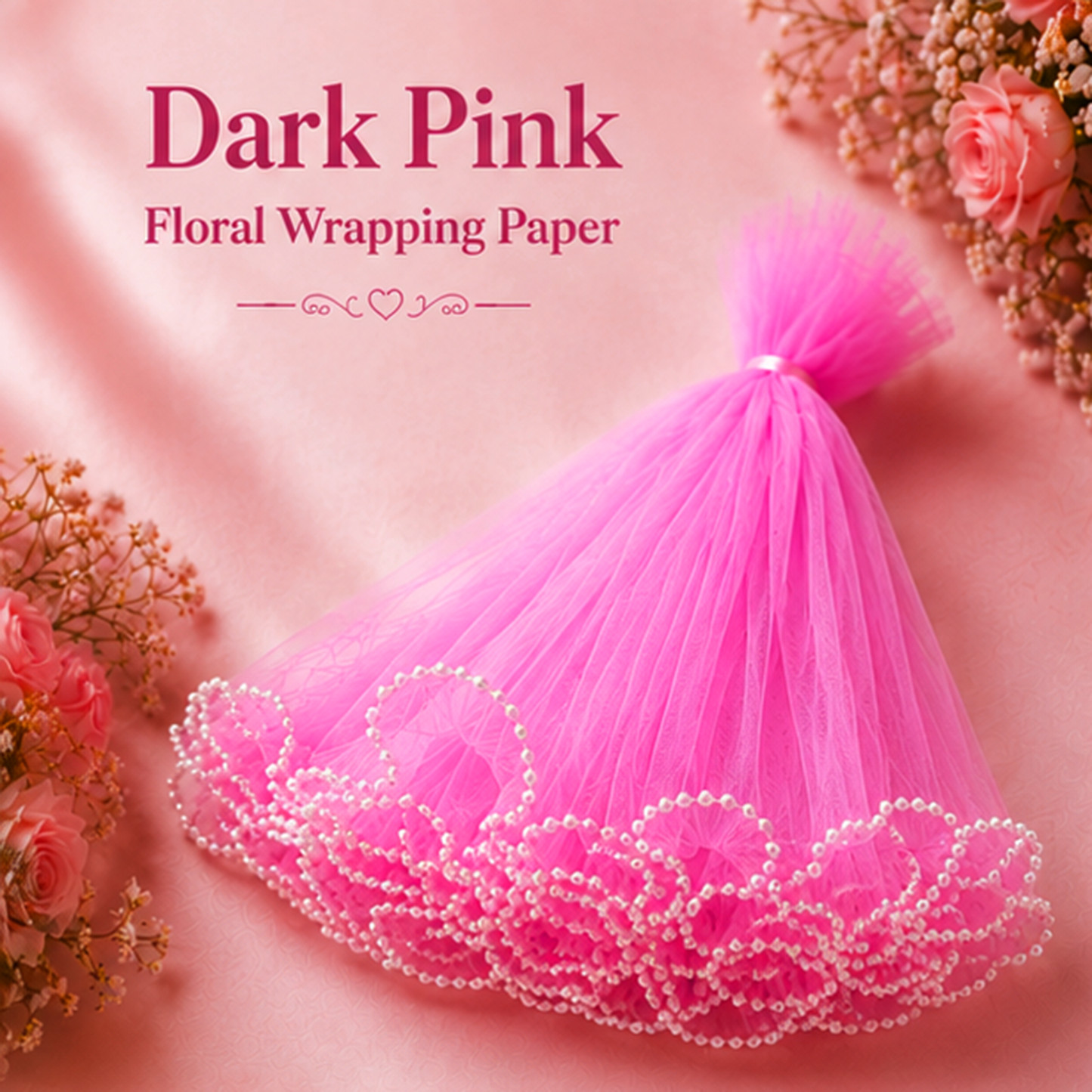 Premium Pearl Edge Bouquet Wrapping Net Fabric| BQN001