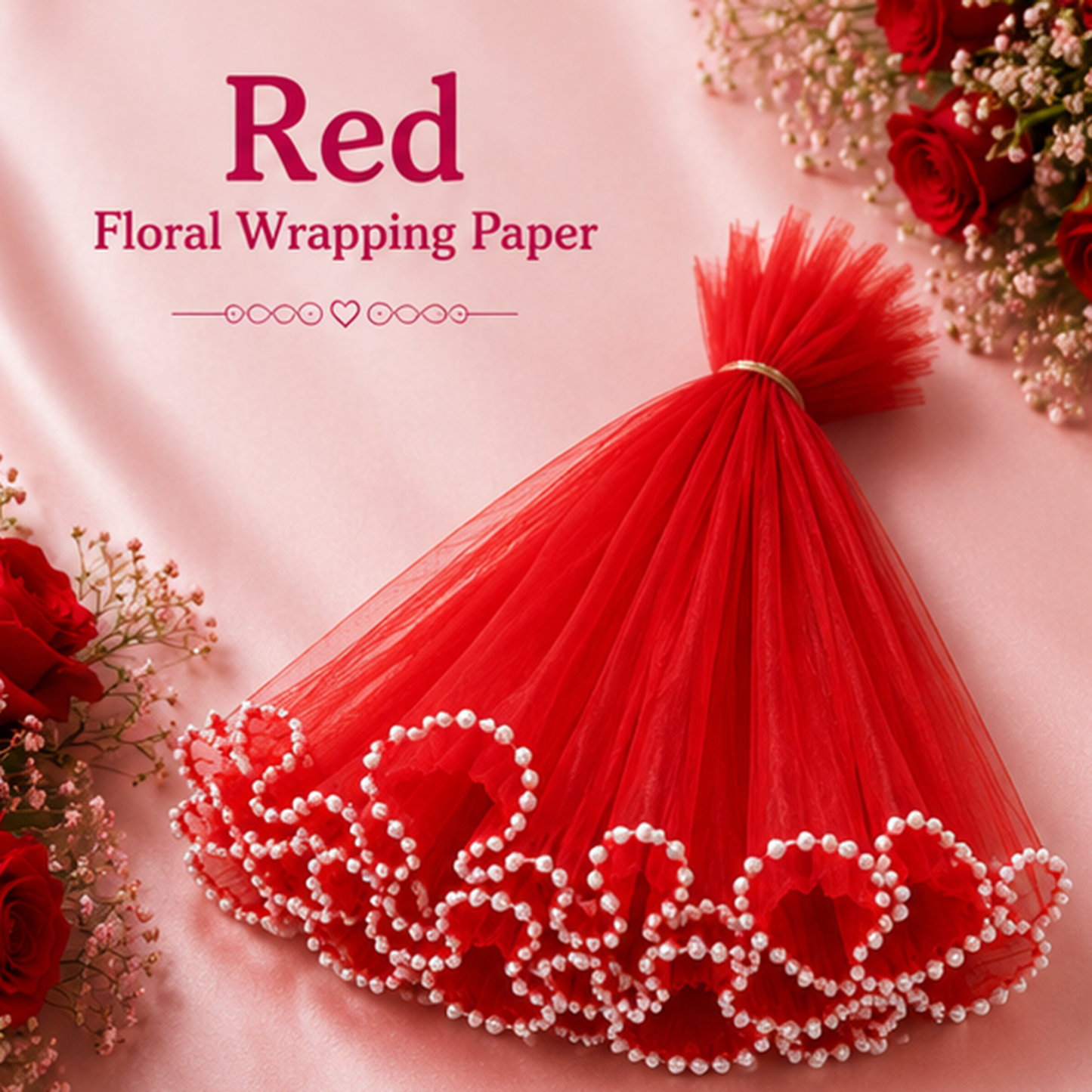 Premium Pearl Edge Bouquet Wrapping Net Fabric| BQN001