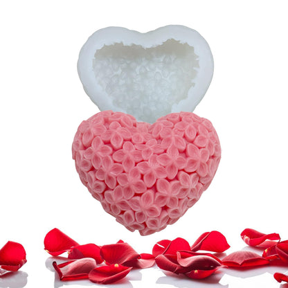 3 Combo Rose Heart silicone mould WCM813 for resin and candle making