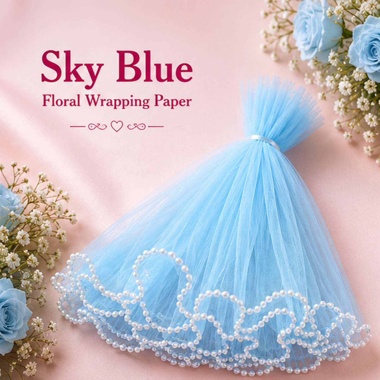 Premium Pearl Edge Bouquet Wrapping Net Fabric| BQN001