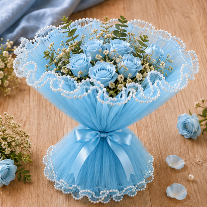 Premium Pearl Edge Bouquet Wrapping Net Fabric| BQN001
