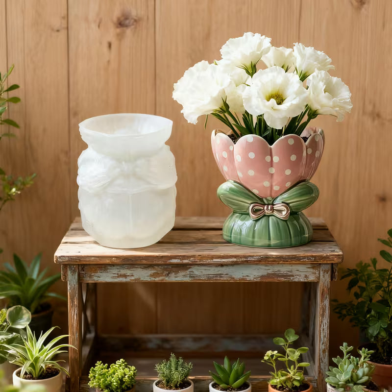 ARM570 Bow Knot Tulip Planter Silicone Mold