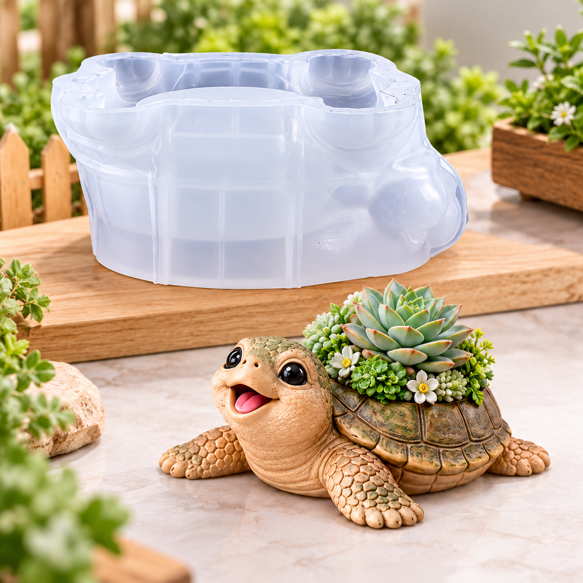 3D Cute Turtle Succulent Planter Silicone Mold