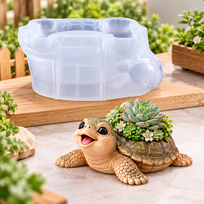 3D Cute Turtle Succulent Planter Silicone Mold