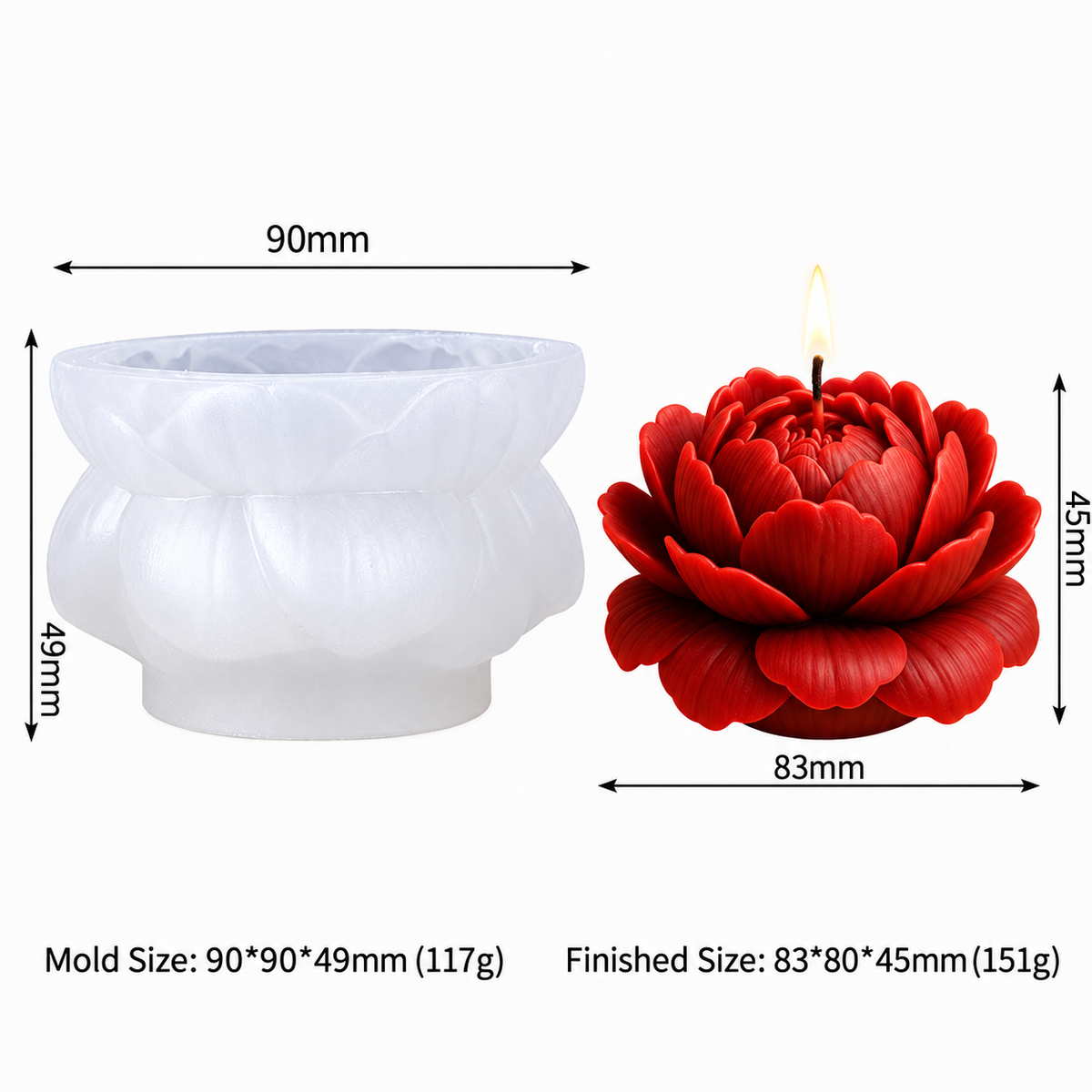 3D Lotus Style Peony Flower Silicone Mold | WCM947