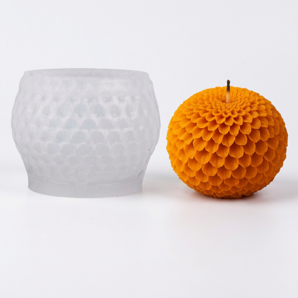 Marigold / Genda Flower Ball Candle Silicone Mold | WCM948