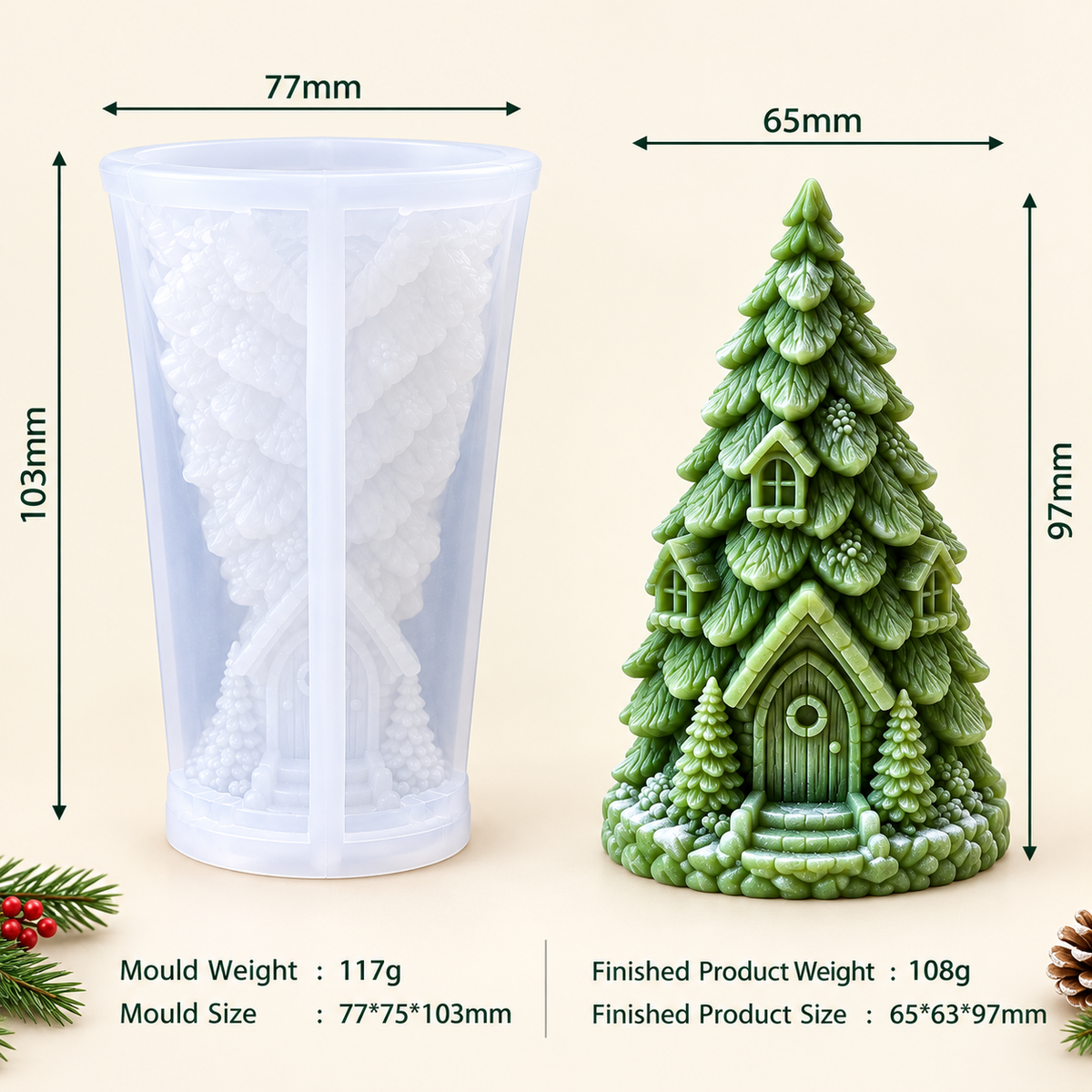 Christmas Tree House Silicone Mold | WCM970