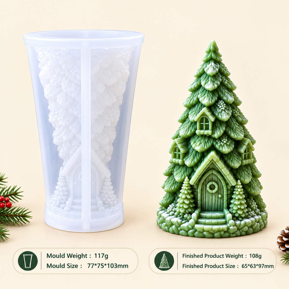 Christmas Tree House Silicone Mold | WCM970