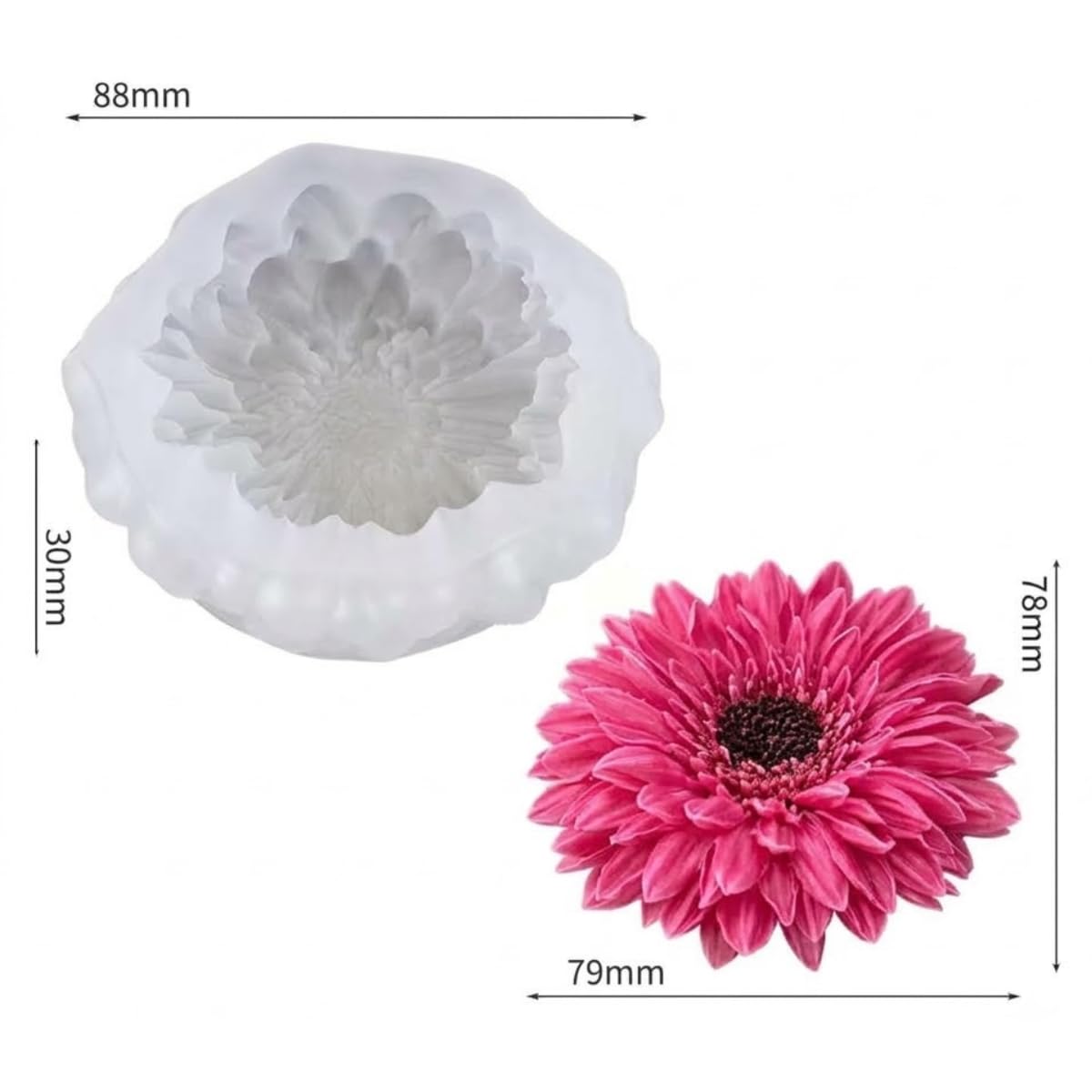 3D Multi-Layered Gerbera Flower Silicone Mold | WCM954