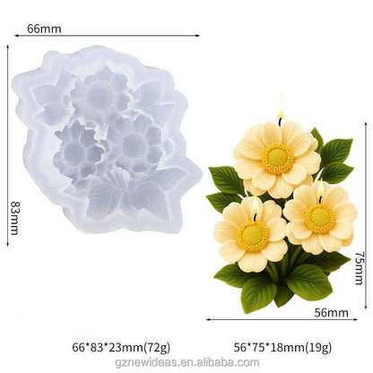 3D Three Daisy Flower Bouquet Silicone Mold | CFM520